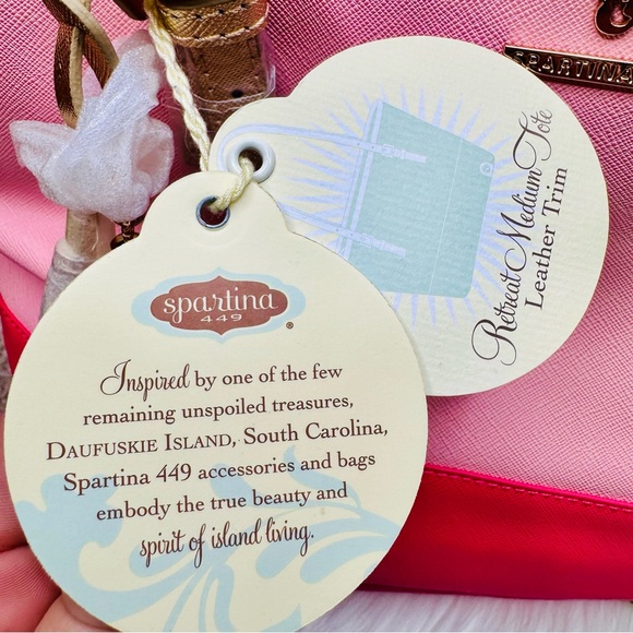 { Spartina 449 } : Flamingo Retreat Medium Tote in Floral Coral - Picture 14 of 14